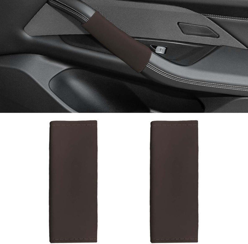 LHDOS 2PCS Car Grab Handle Cover, Anti-Scratch Auto Inner Front Rear Door Pull Handle Cover, PU Leather Door Grip Gloves Protector Auto Interior Decoration Accessories for Car, Truck, SUV (Coffee) - Image 1